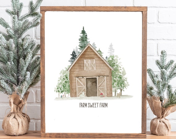Farm Sweet Farm Wall Print 5x7 8x10 11x14 16x20 Home Sign Farmhouse Wall Art Country Home Decor Rustic Barn Sign Diy Decor