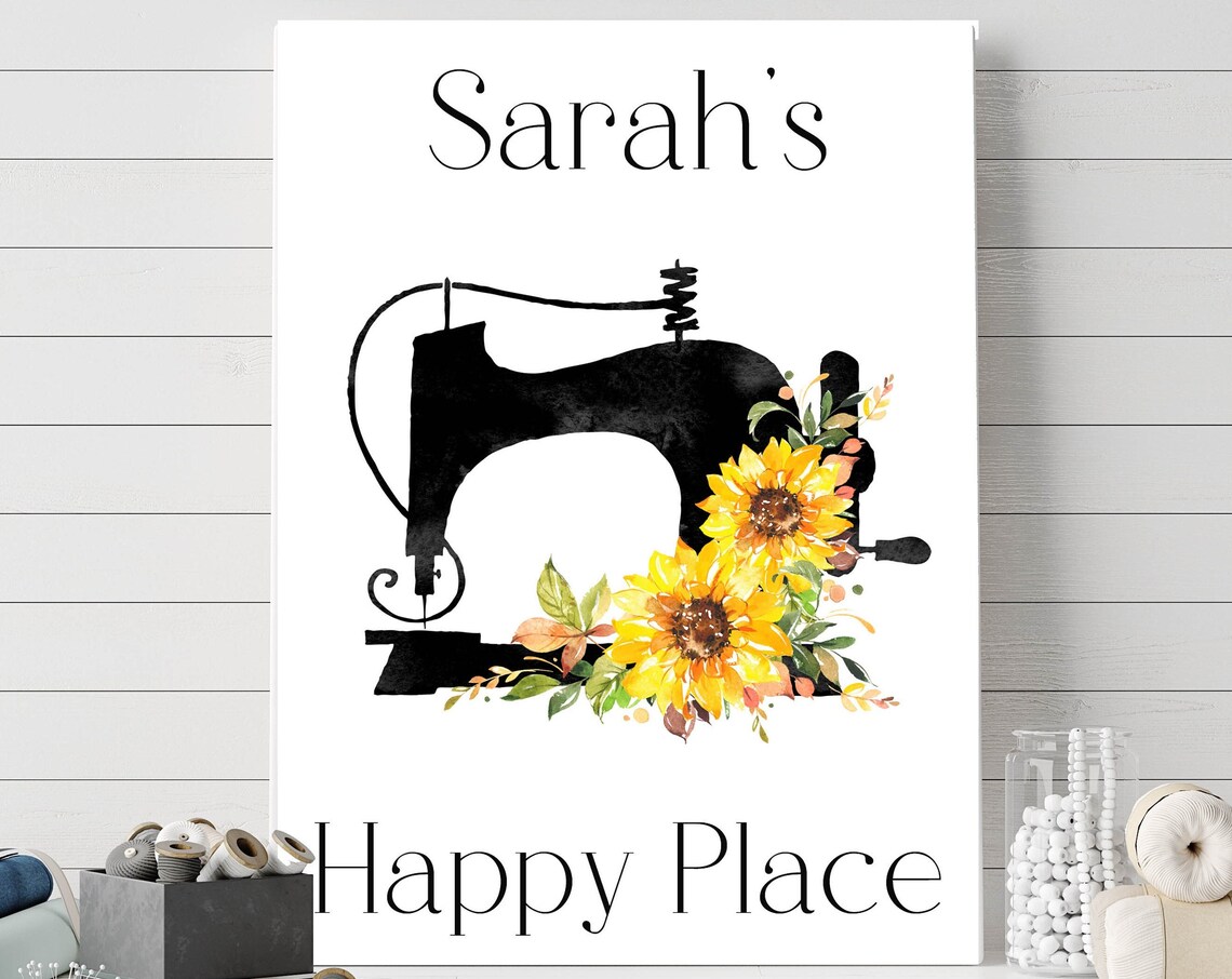Personalized Craft Room Sunflower Sign, Custom Name