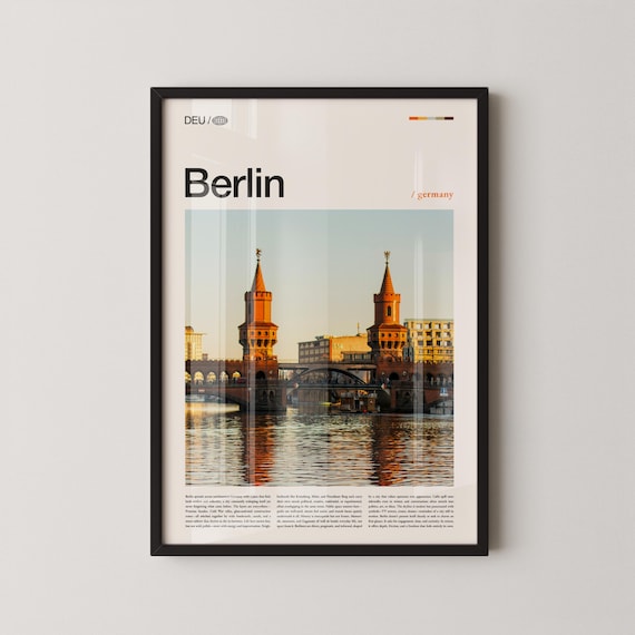 Berlin Germany Bridge River Sunset Photography Wall Decor Poster