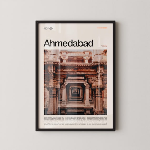 Ahmedabad India Carved Stone Stepwell Historic Architecture Poster