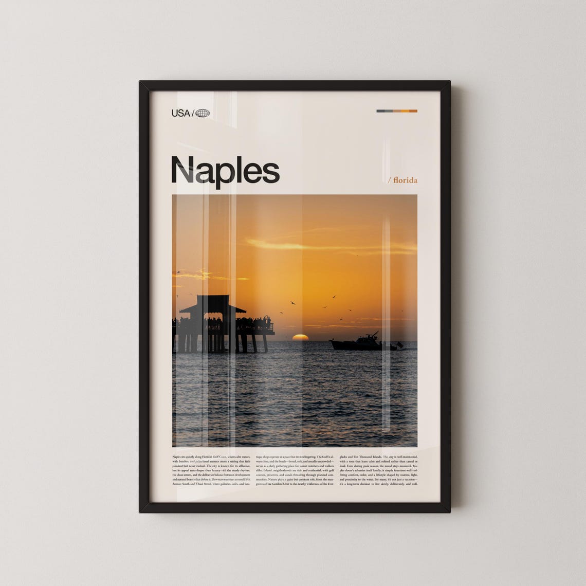 Naples Florida Sunset Pier Birds Gulf Coast Photography Poster