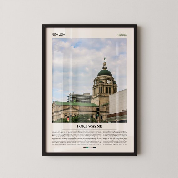Fort Wayne Indiana Historic Courthouse Photography Travel Poster