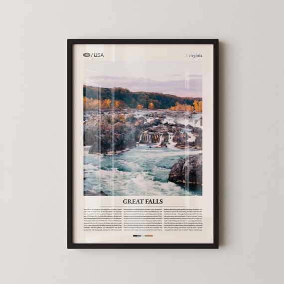 Great Falls Virginia Potomac River Rocks Photo Travel Poster