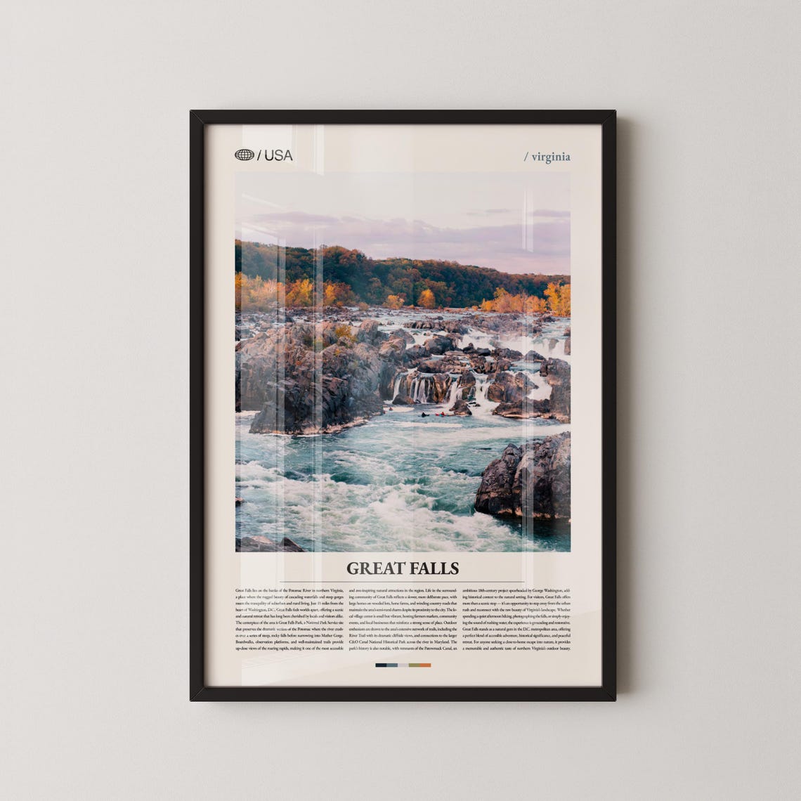 Great Falls Virginia Potomac River Rocks Photo Travel Poster