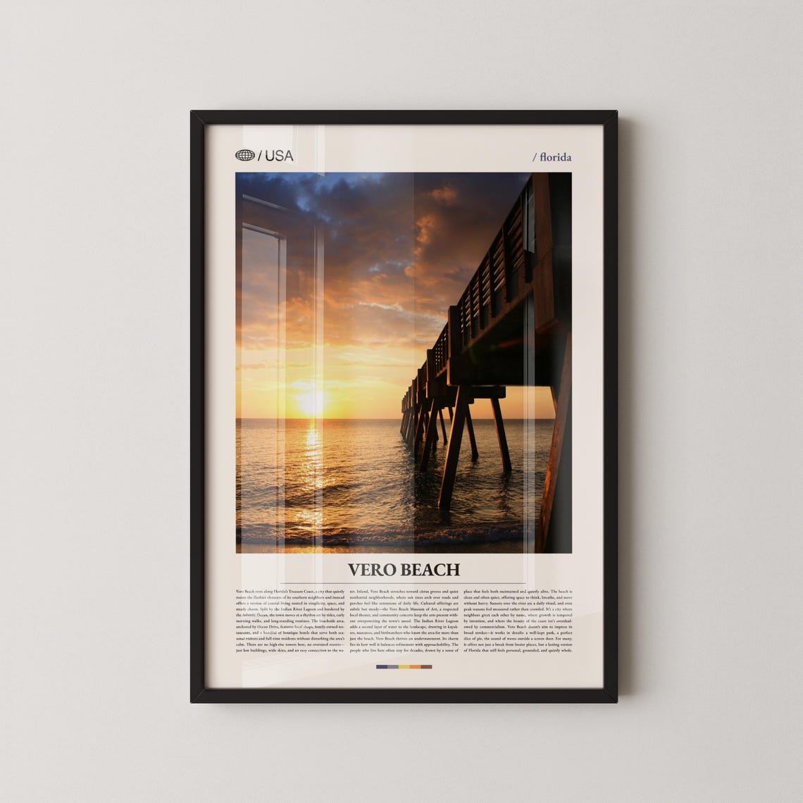 Vero Beach Florida Golden Sunset Fishing Pier Ocean Light Poster