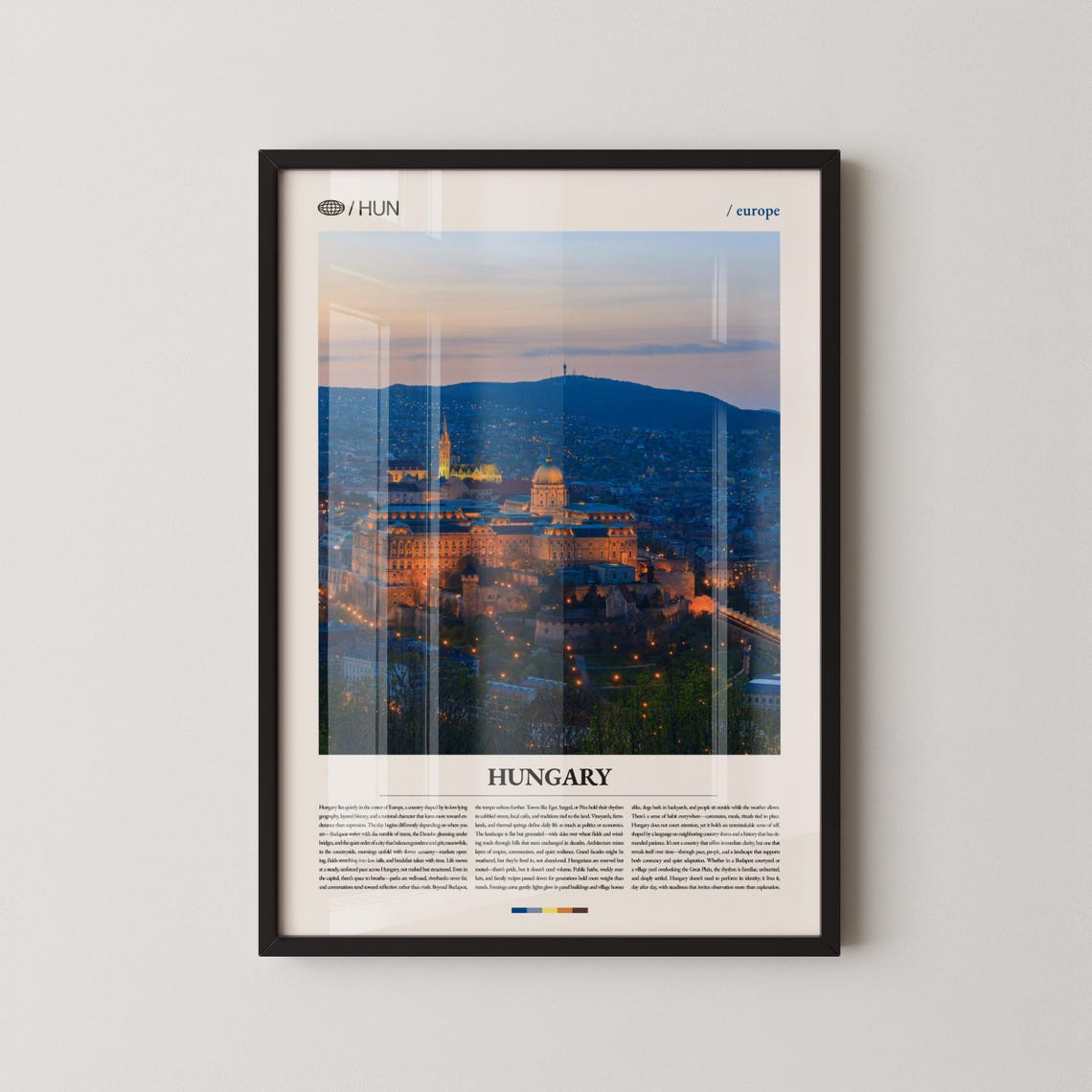 Hungary Budapest Evening City Lights Night Travel Photo Poster
