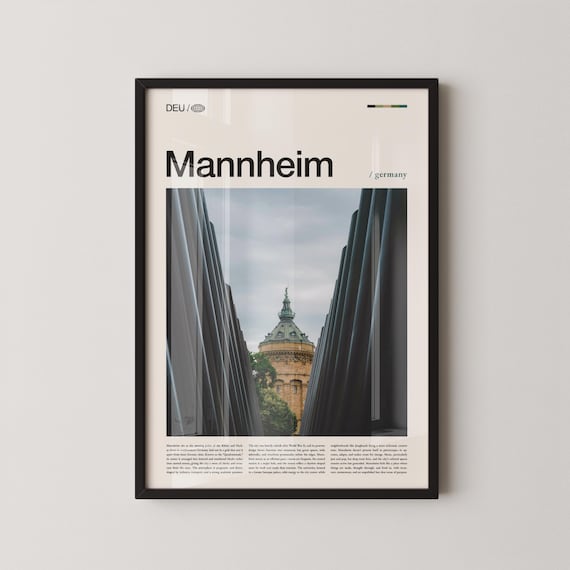 Mannheim Germany Historic Domed Tower Photography Travel Poster