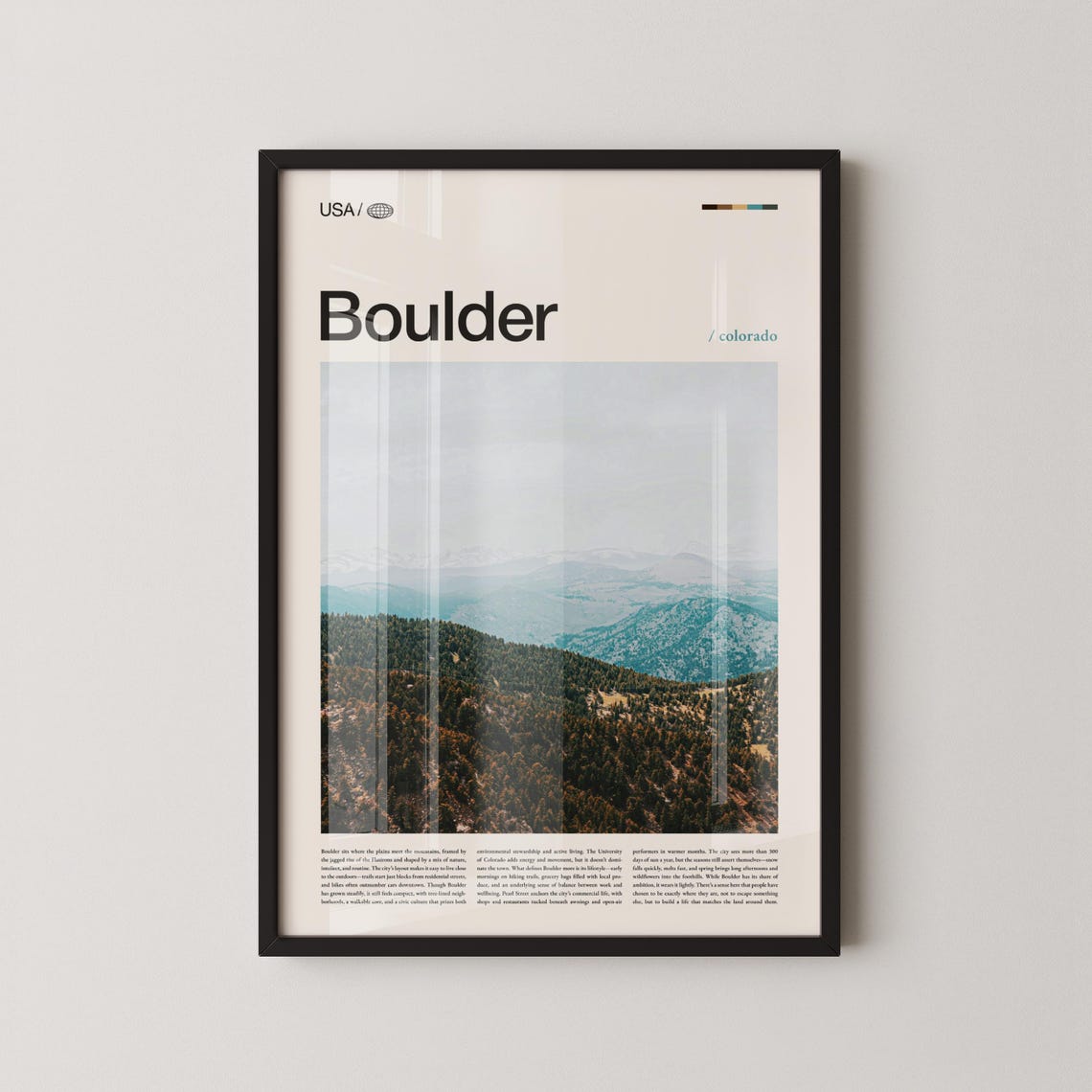 Boulder Colorado Misty Mountain Valley Landscape Travel Poster