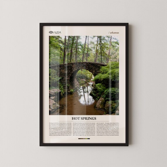 Hot Springs Arkansas Stone Bridge National Park Travel Poster