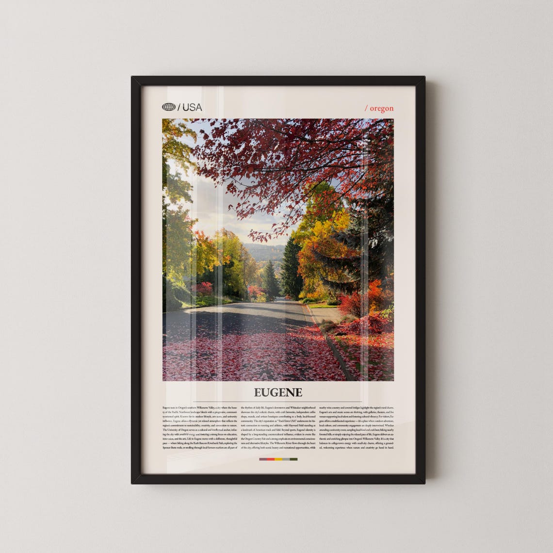 Eugene Oregon Autumn Street Fall Foliage Colorful Photo Poster