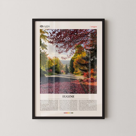 Eugene Oregon Autumn Street Fall Foliage Colorful Photo Poster
