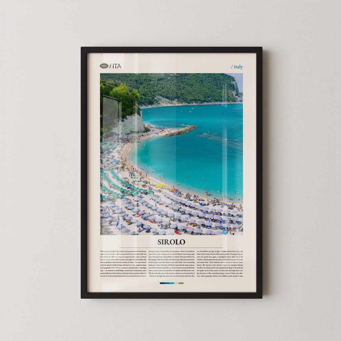 Sirolo Adriatic Beach Umbrellas Aerial Editorial Travel Poster