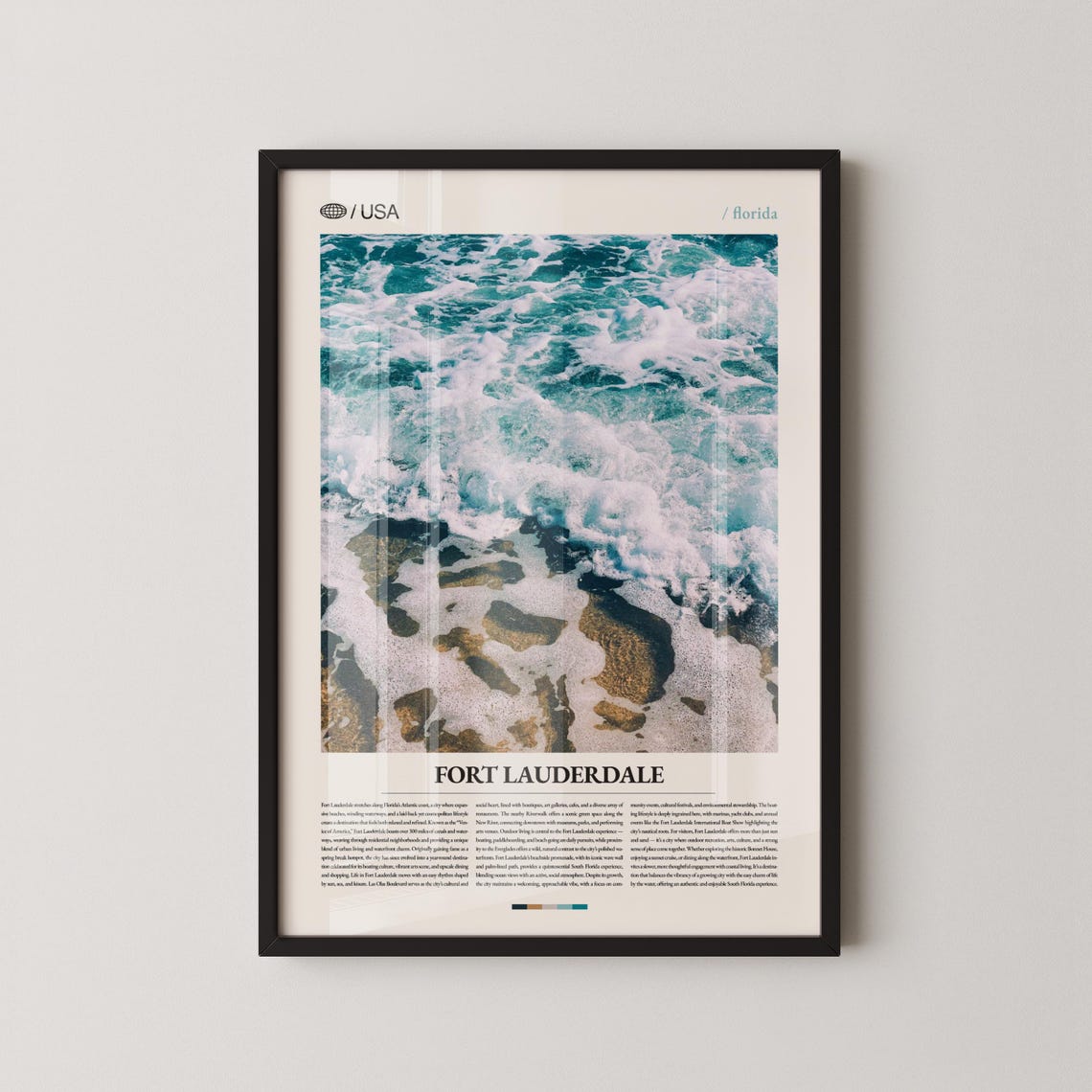 Fort Lauderdale Florida Foam Waves Over Rippled Golden Sand Poster