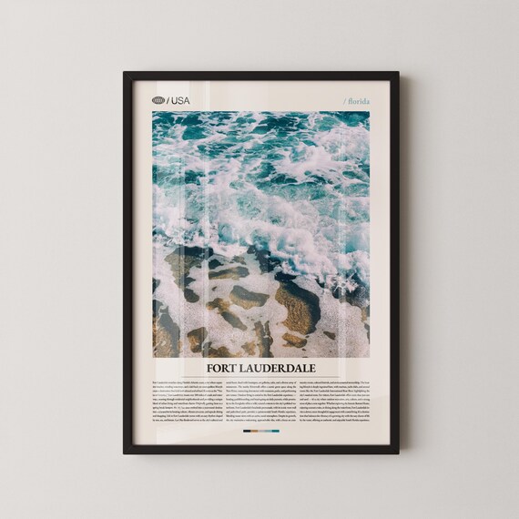 Fort Lauderdale Florida Foam Waves Over Rippled Golden Sand Poster