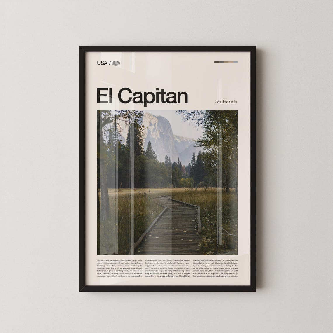 El Capitan Yosemite Valley Meadow Boardwalk Granite Cliff Poster