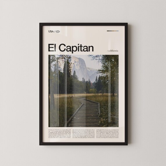 El Capitan Yosemite Valley Meadow Boardwalk Granite Cliff Poster