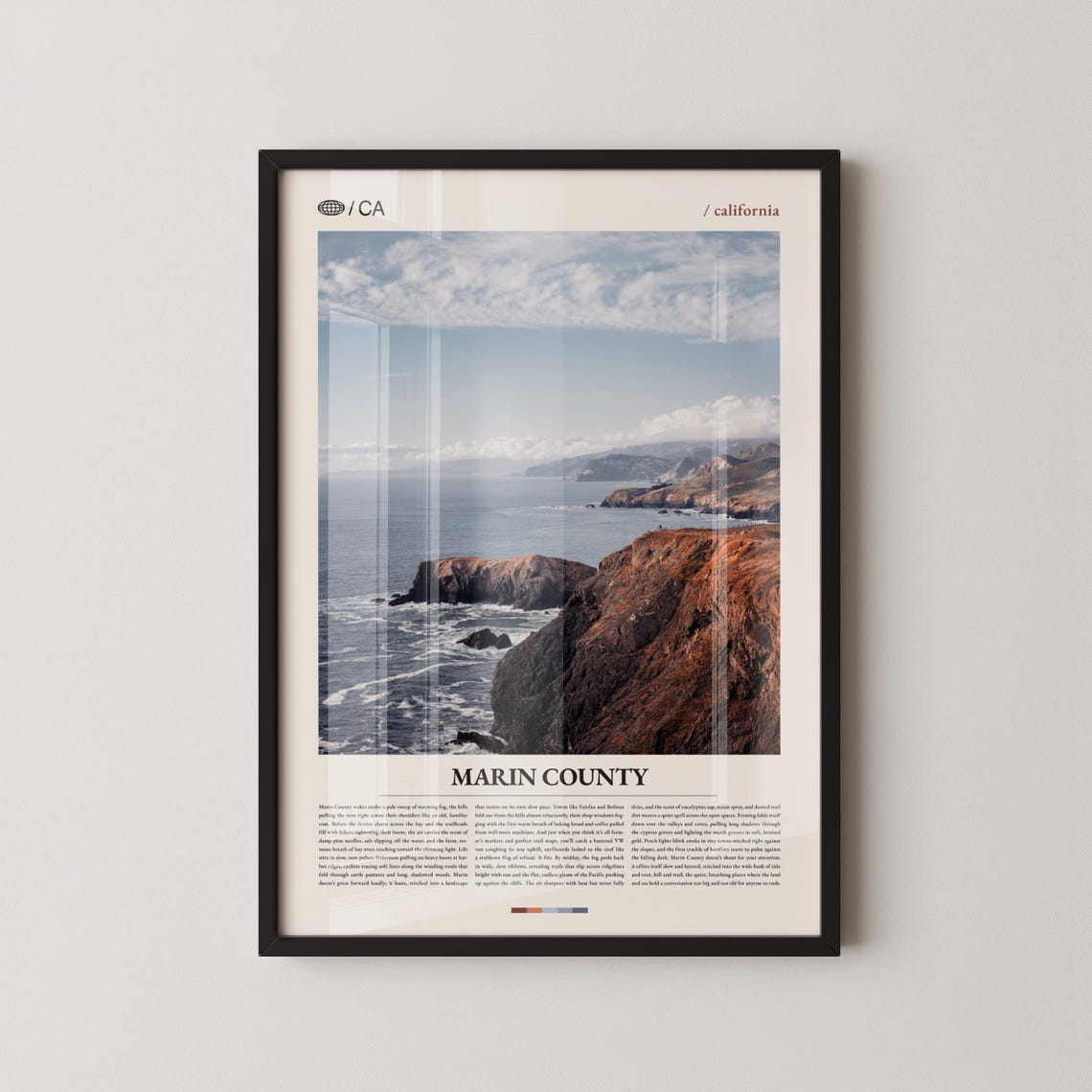 Marin County California Coastal Cliffs Ocean Minimal Travel Print