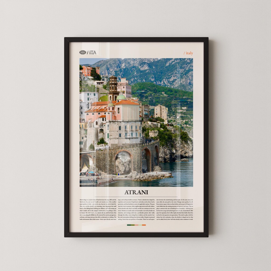 Atrani Italy Amalfi Coast Seaside Village Photo Travel Poster