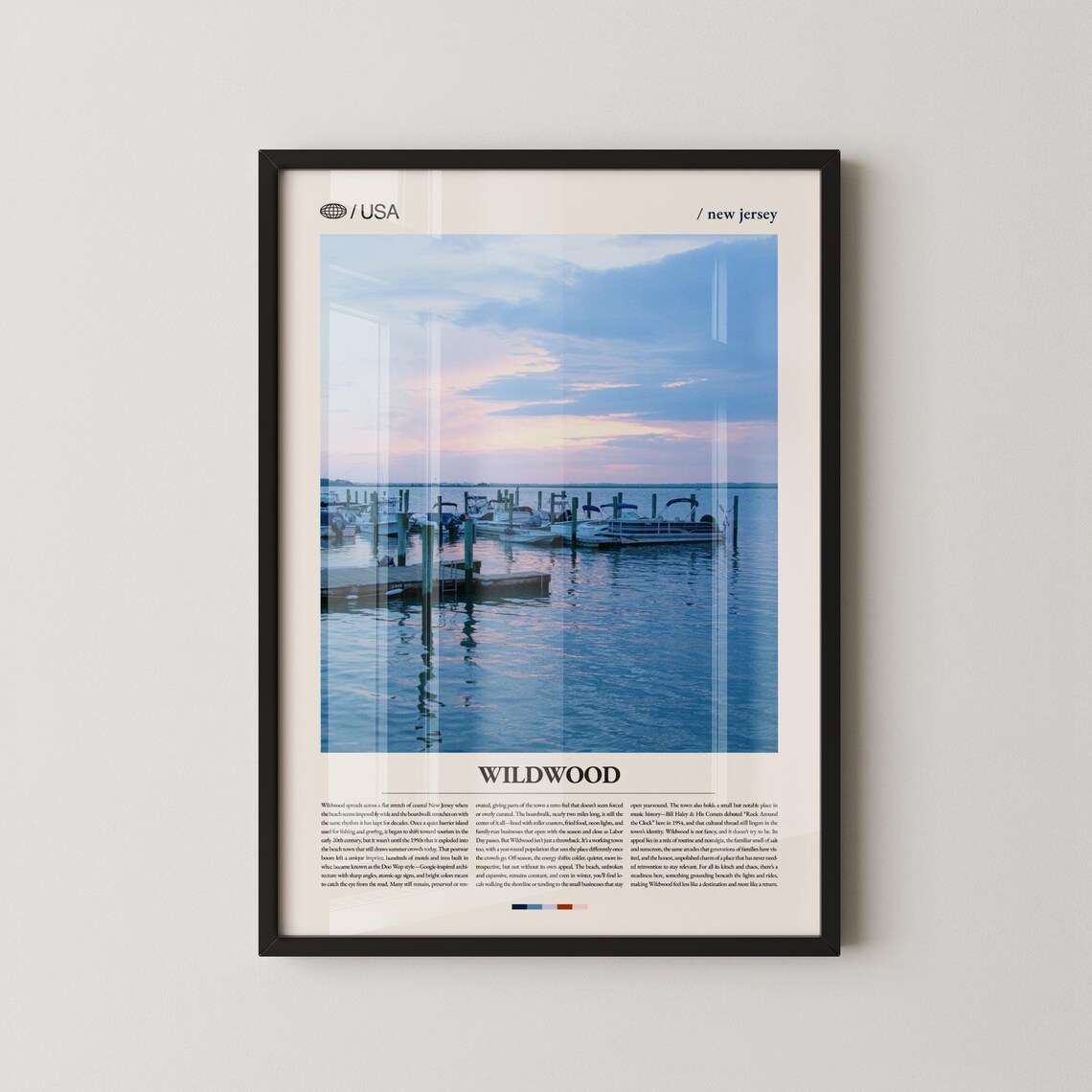 Wildwood New Jersey Marina Sunset Golden Hour Travel Photo Poster