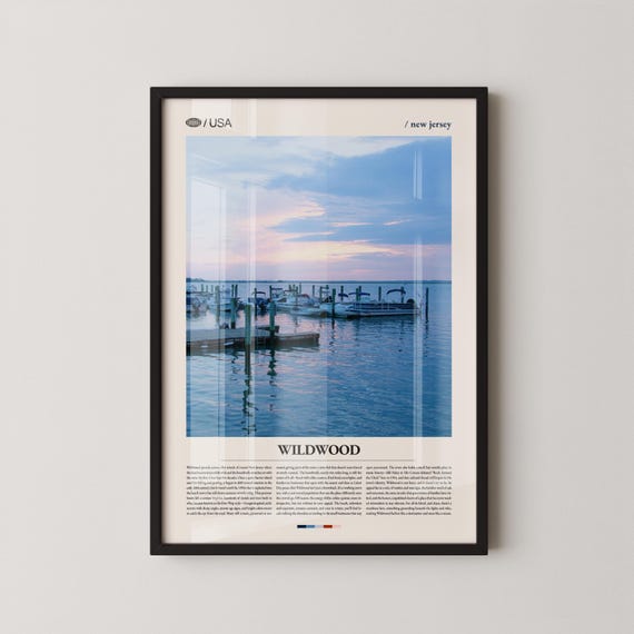 Wildwood Print New Jersey Wall Art Poster Photo Boardwalk Beach Scene Moreys Piers Doo Wop Architecture
