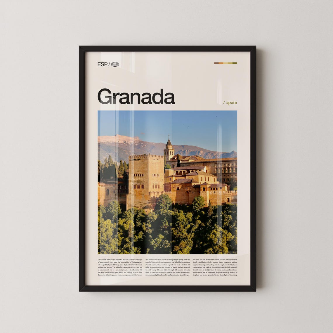 Granada Alhambra Palace Bold Headline Layout Spain Travel Poster