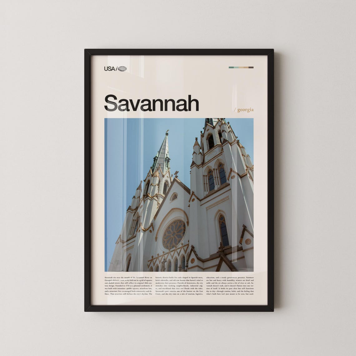 Savannah Georgia White Gothic Cathedral Architecture Travel Poster