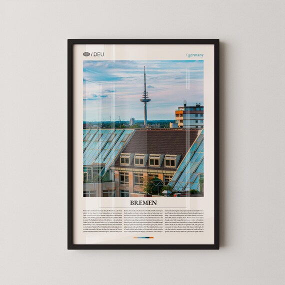 Bremen Germany Weser River Cityscape Photography Travel Poster DEU