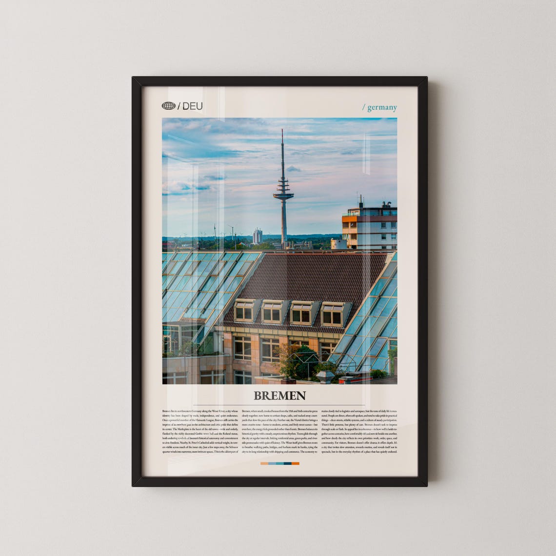 Bremen Germany Weser River Cityscape Photography Travel Poster DEU
