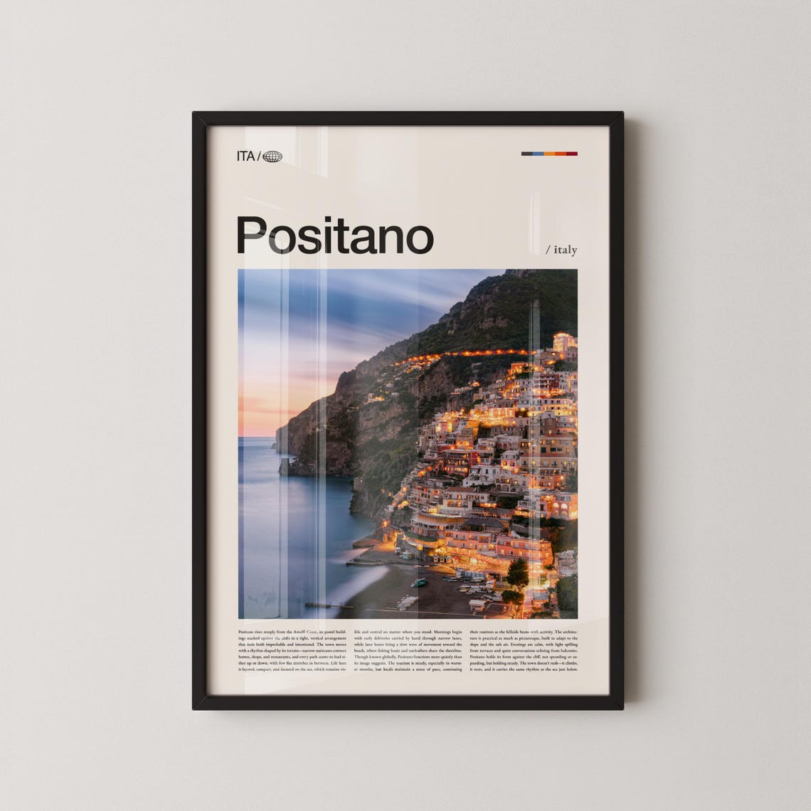 Positano Colorful Cliffside Homes Daytime Coastal Travel Poster