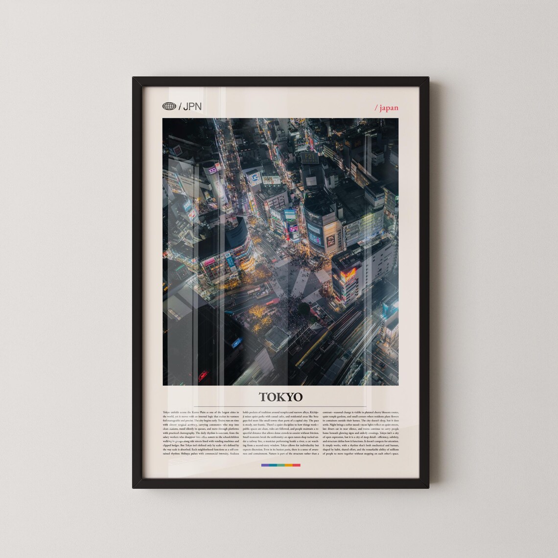 Tokyo Japan Aerial Night City Crossing Neon Lights Photo Poster