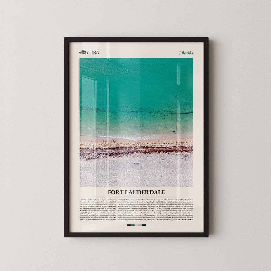 Fort Lauderdale Florida Aerial Beach Turquoise Ocean Travel Poster