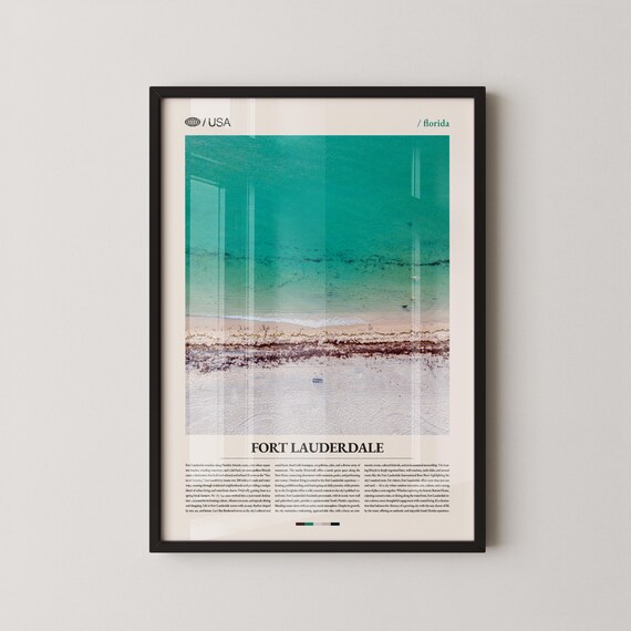 Fort Lauderdale Florida Aerial Beach Turquoise Ocean Travel Poster