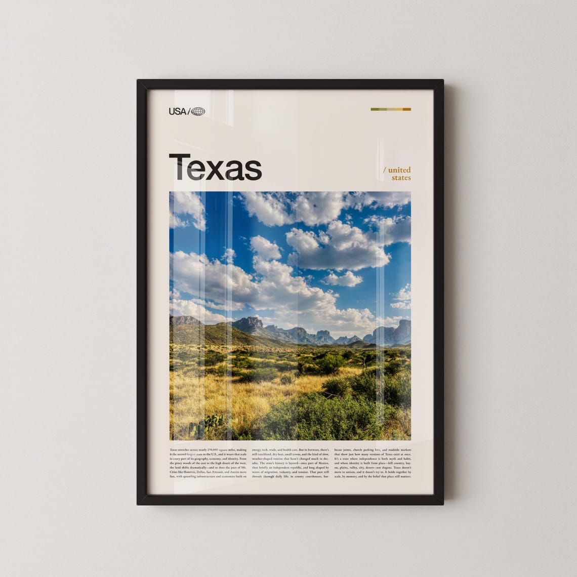 Texas Desert Prairie And Distant Mountains Editorial Travel Poster