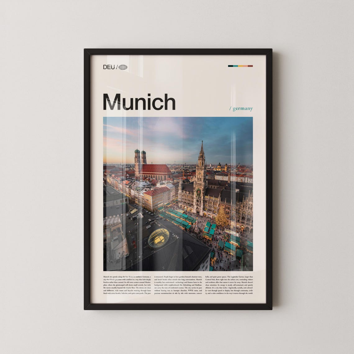 Munich Germany Scenic Cityscape Historic Travel Art Poster Bavaria