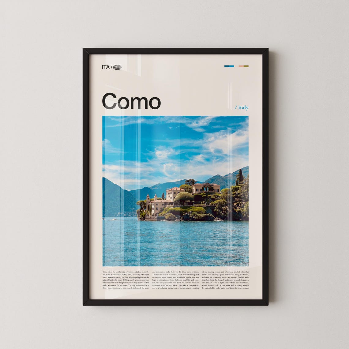Como Italy Lake Villa Crisp Daytime View Modern Travel Photo Poster
