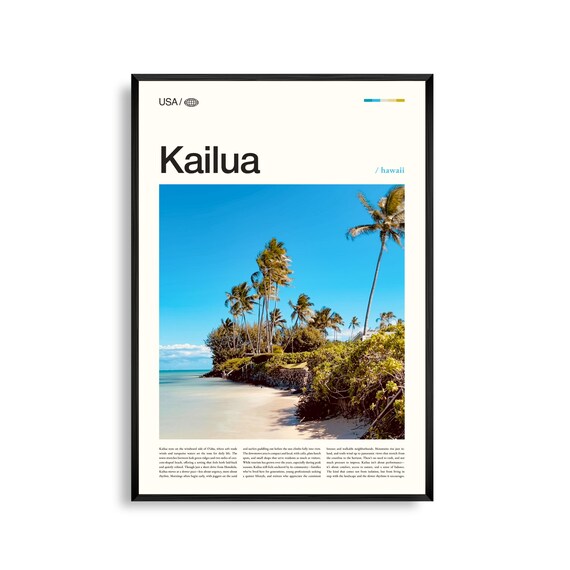 Kailua Hawaii Beach Palm Trees Tropical Coastline Photo Poster