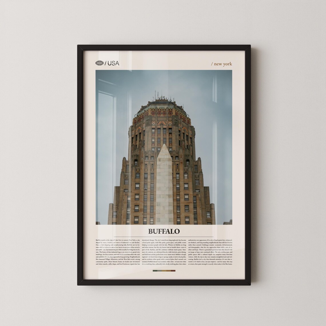 Buffalo New York City Hall Tower Vintage City Photography Poster