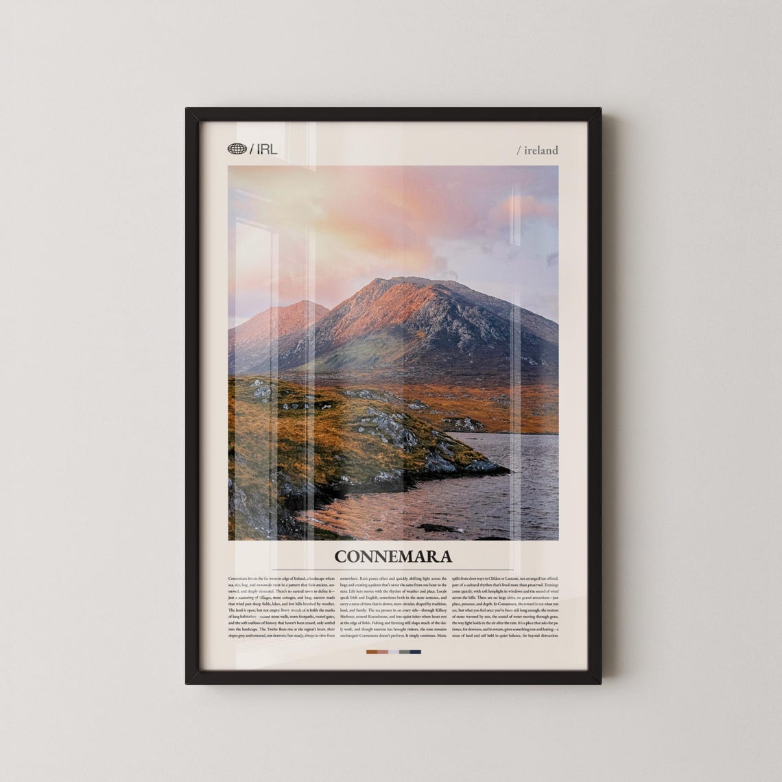 Connemara Ireland Mountain Lake Golden Sunset Scenic Travel Poster