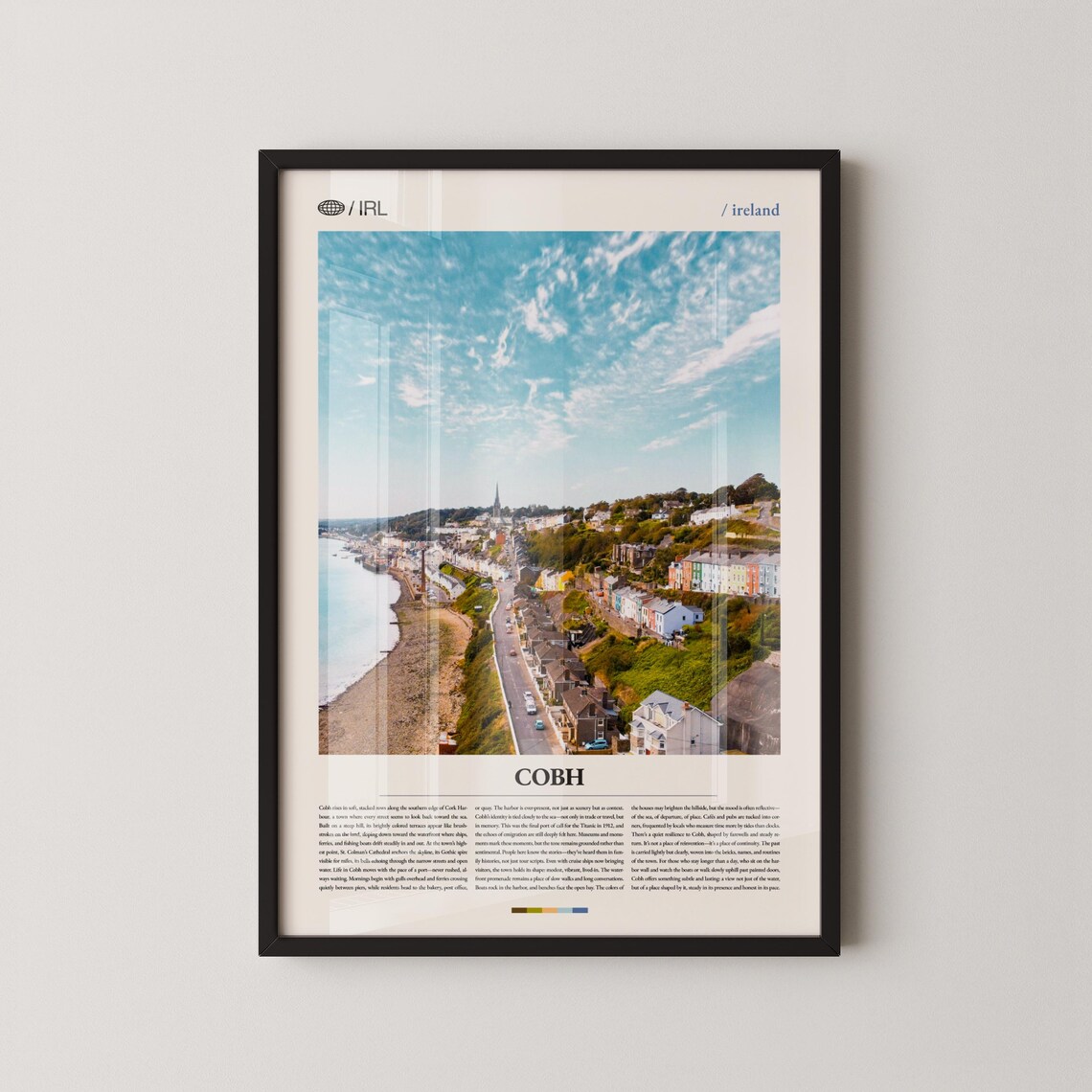 Cobh Ireland Harbor Town Bottom Title Classic Vintage Travel Poster