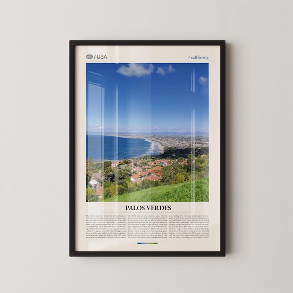 Palos Verdes California Bay Overlook Hillside Ocean Travel Poster