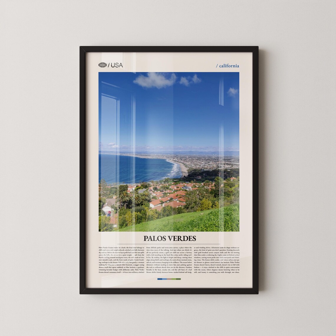 Palos Verdes California Bay Overlook Hillside Ocean Travel Poster
