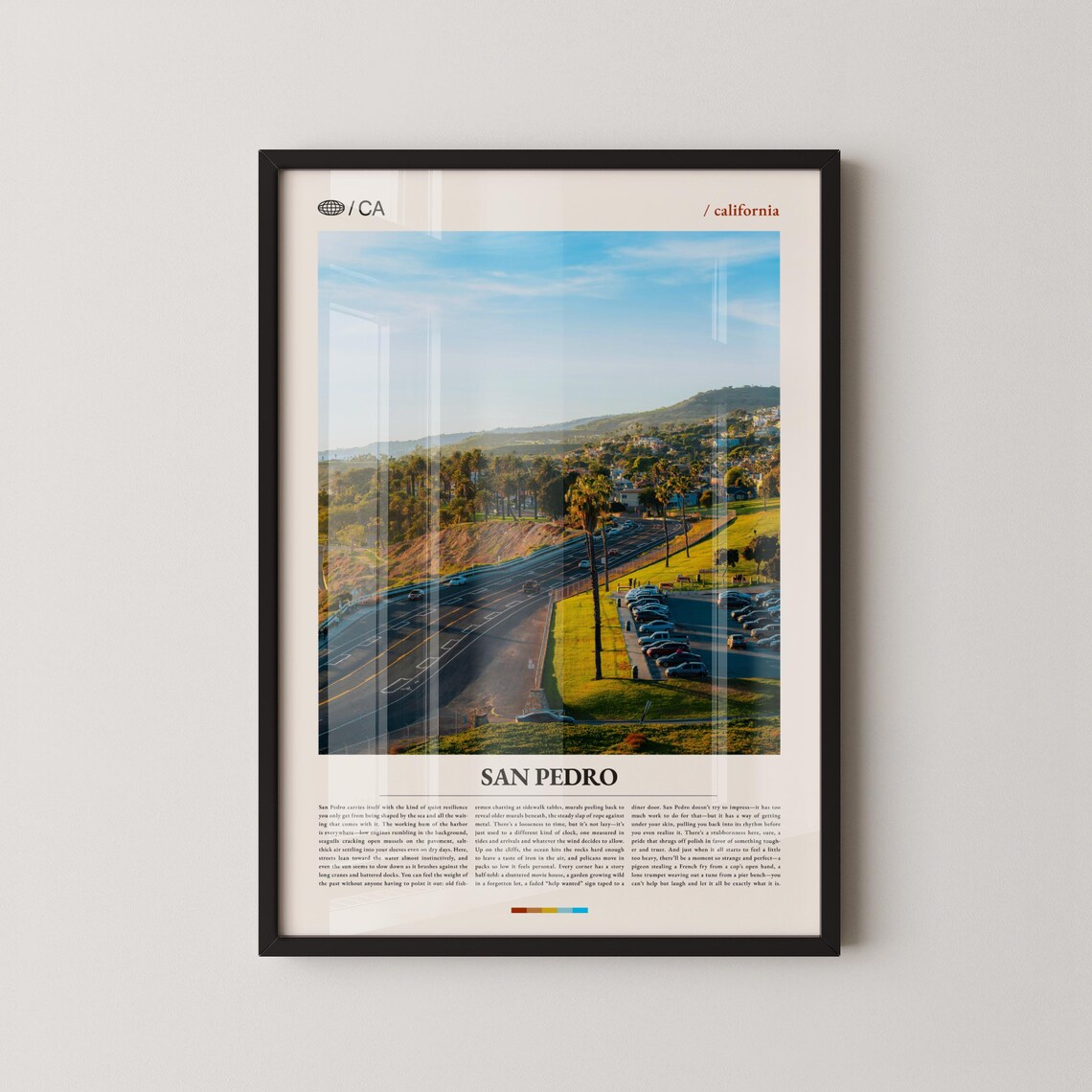 San Pedro California Aerial Coast Highway Editorial Photo Poster