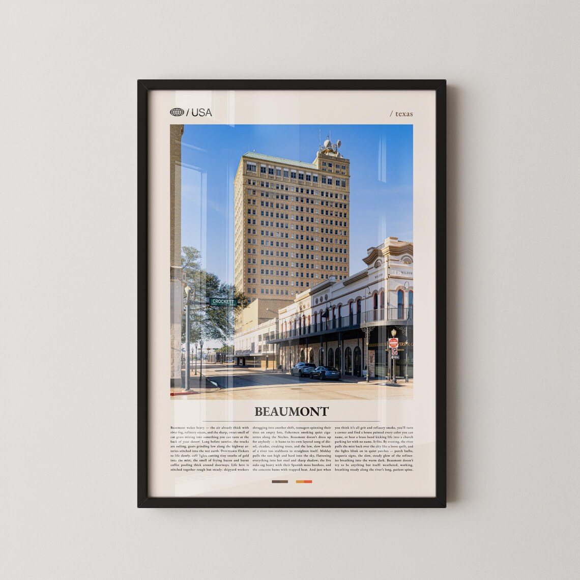Beaumont Texas Crockett Street Downtown Scene Photo Travel Poster