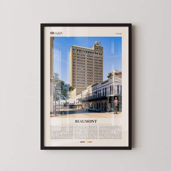 Beaumont Texas Crockett Street Downtown Scene Photo Travel Poster