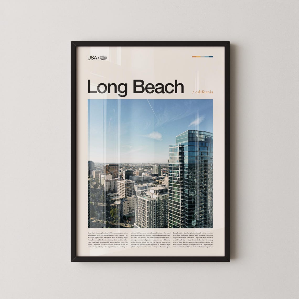Long Beach California Downtown Skyline Daylight Photo Travel Poster
