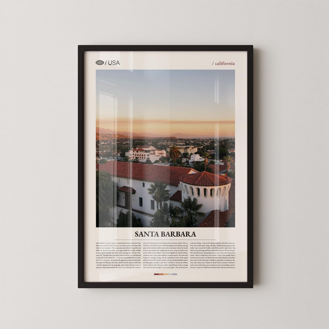 Santa Barbara California Spanish Colonial Rooftops Aerial Photo Poster