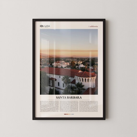 Santa Barbara California Spanish Colonial Rooftops Aerial Photo Poster