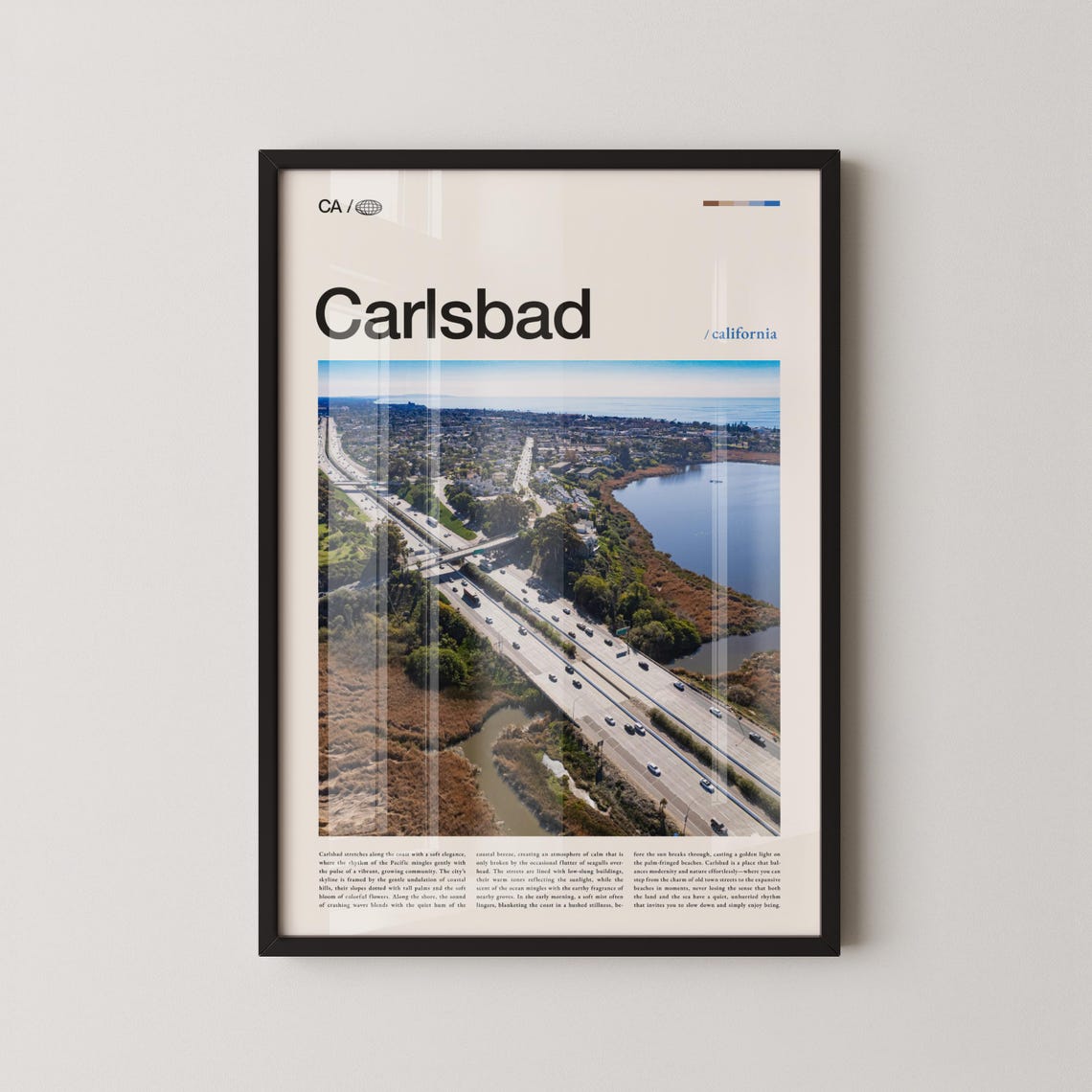 Carlsbad California Aerial Freeway and Lagoon View Photo Poster