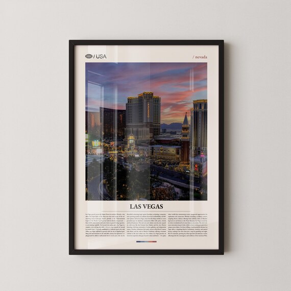Las Vegas Sunset Skyline Palazzo Towers Editorial Travel Art Poster
