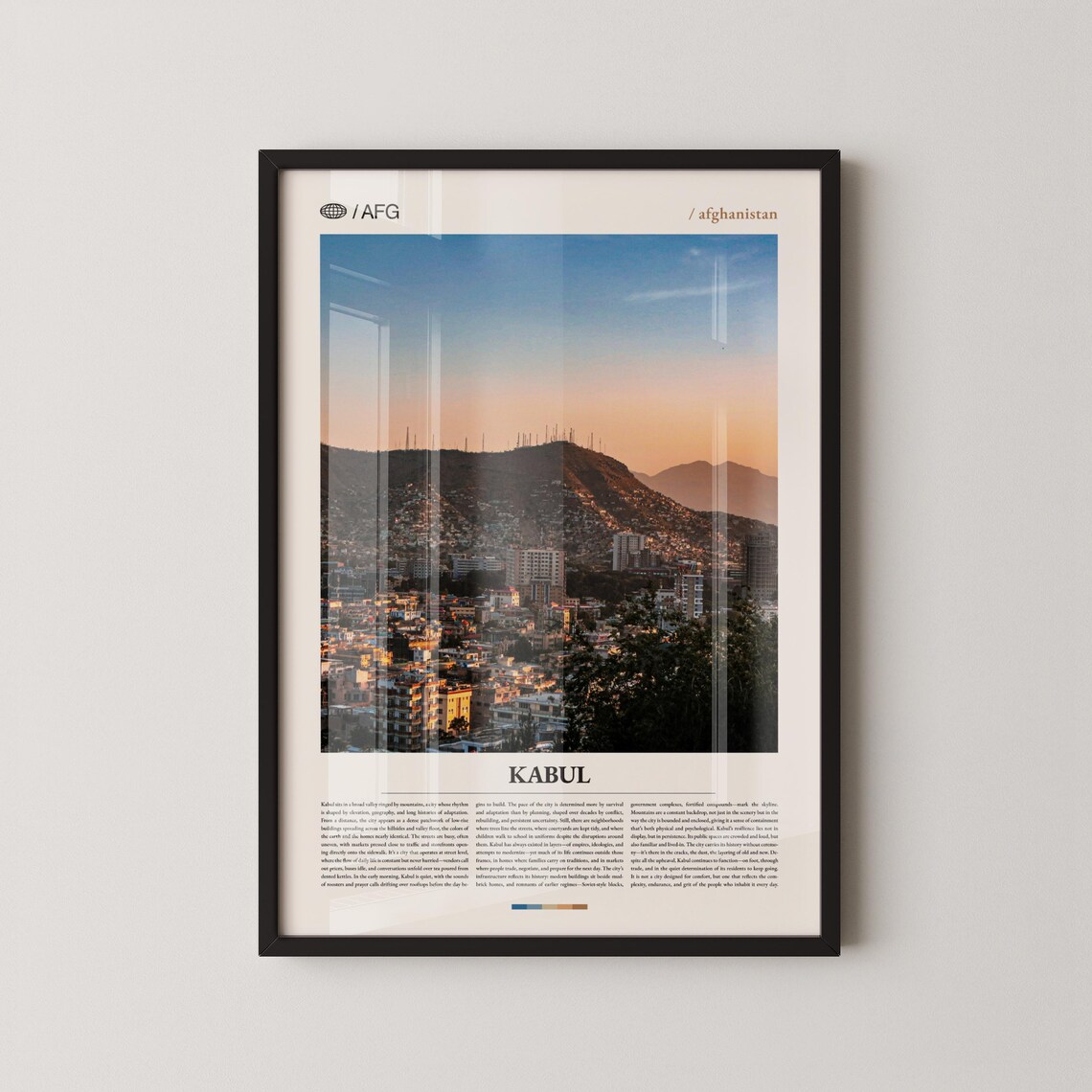 Kabul Sunset Cityscape Afghanistan Editorial Photography Poster